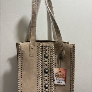 Studded Beige Tote Bag